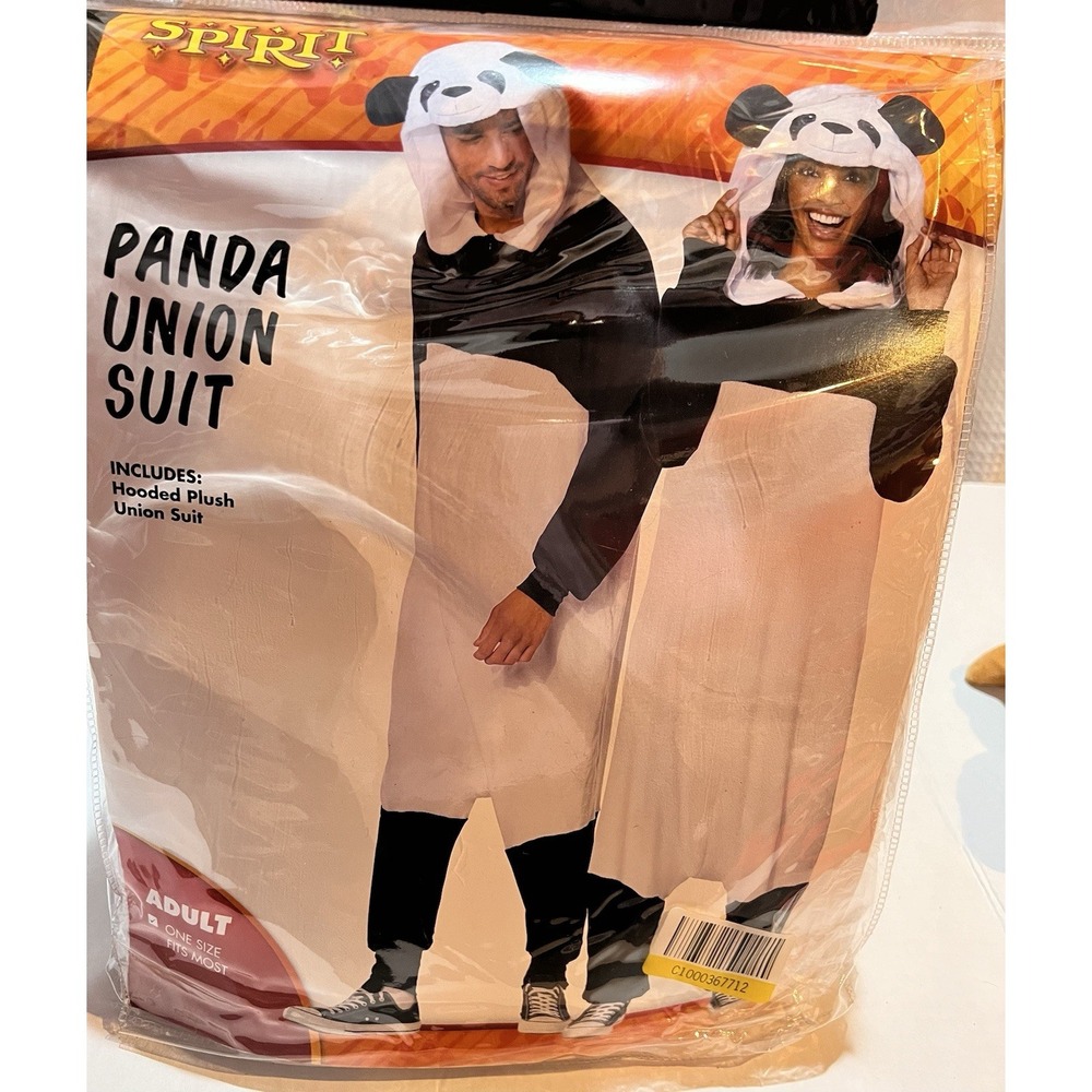 Spirit Panda Union Suit Hooded Plush Black White OSFM Cosplay Costume Loungewear - Picture 1 of 1